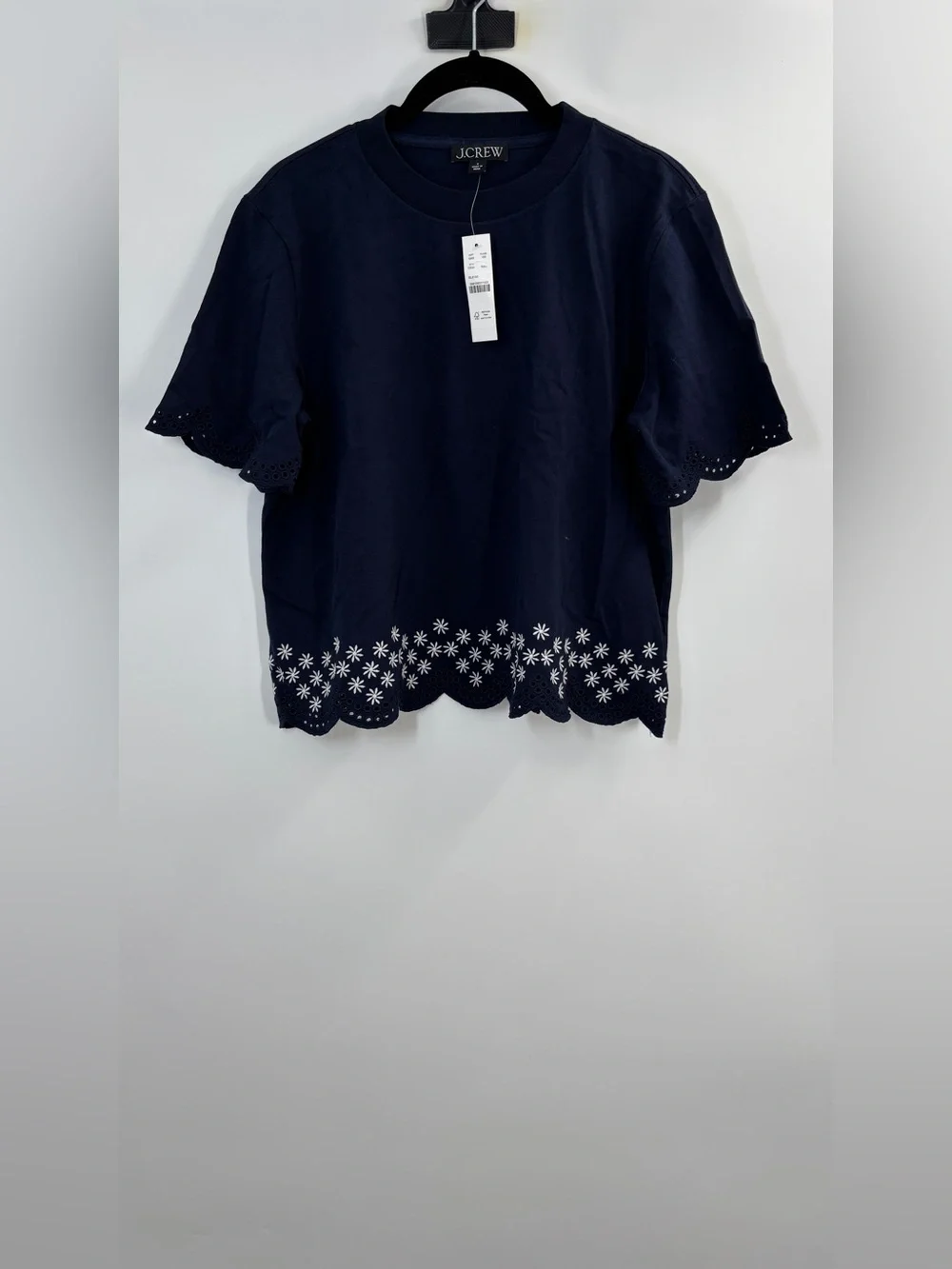 J.Crew Premium-weight relaxed scalloped T-shirt